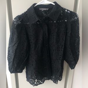LIKE NEW Lace Button Down Blouse